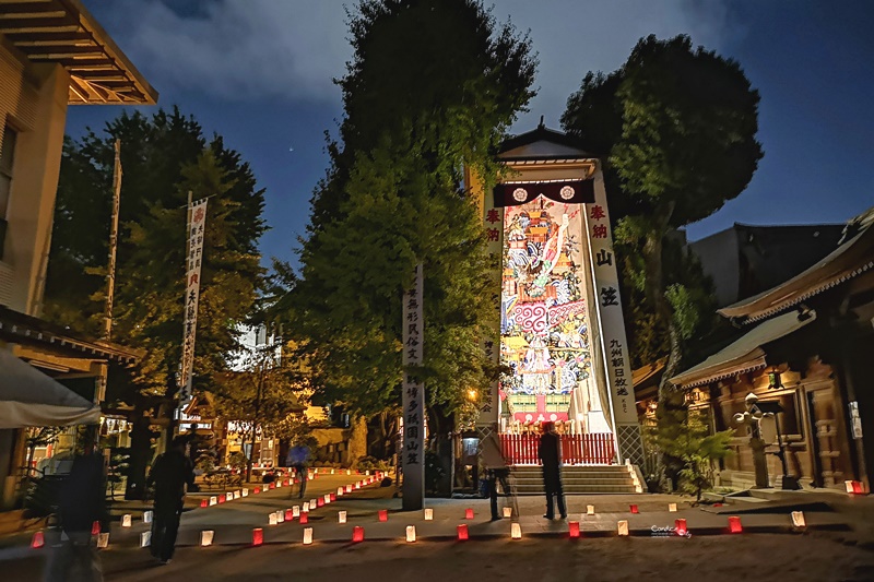 櫛田神社｜值得走走參拜的神社,還有神燈,晚上拍照超美!
