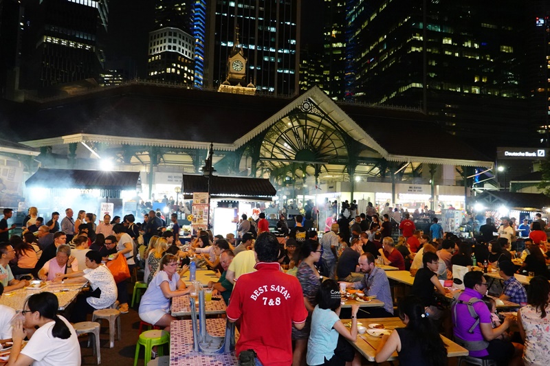 新加坡沙嗲街｜Satay Power 6,摩天大樓下吃沙嗲,越夜越嗨超新奇!老巴剎美食中心 @陳小沁の吃喝玩樂